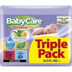 Μωρομάντηλα BabyCare Sensitive Plus Triple Pack 3*54Τ