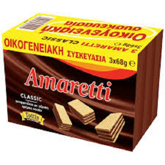 Amaretti γκοφρέτα με κρέμα κακάο 3*45γρ