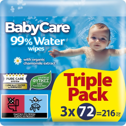 Μωρομάντηλα BabyCare 99% Water Triple Pack 3*72Τ