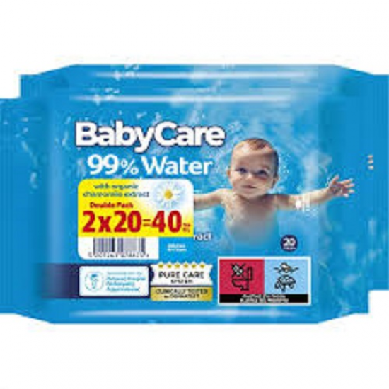 Μωρομάντηλα BabyCare 99% Water Mini Double Pack 20*2