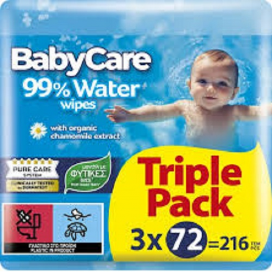 Μωρομάντηλα BabyCare 99% Water 72T