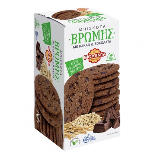 Βιολάντα μπισκότα Βρώμης χωρίς ζάχαρη σοκολάτα με μαύρη σοκολάτα 200γρ.