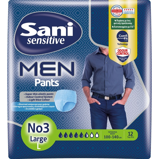 Pants Ακράτειας Sani Men Ν3 Sensitive Large 12T Pants Ακράτειας Sani Men Ν3 Sensitive Large 12T