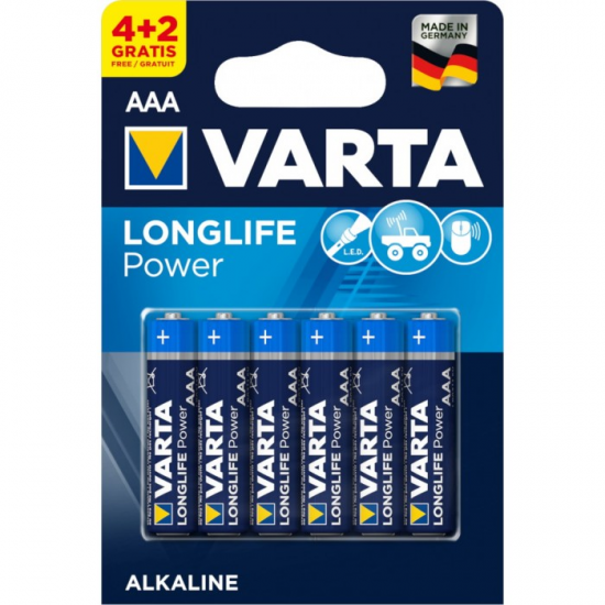 Μπαταρία Varta long life power alkaline 3AAA 4+2Δώρο 6άδα