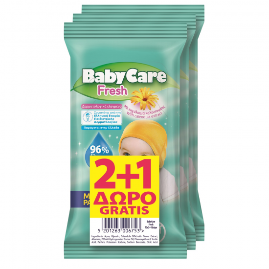 Μωρομάντηλα BabyCare Fresh minipack 12τεμ (2+1Δώρο) Μωρομάντηλα BabyCare Fresh minipack 12τεμ (2+1Δώρο)