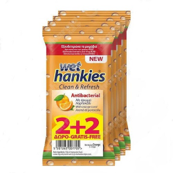 Υγρά μαντήλια Wet Hankies Antibacterial Orange minipack 15τεμ (2+2Δώρο)