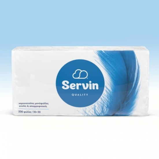Servin quality χαρτοπετσέτες 1φυλλο 30cmx30cm 200 τεμ. 306γρ.